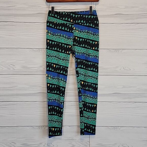 LulaRoe leggings abstract print - blue & green Women's Size XS - Picture 3 of 10